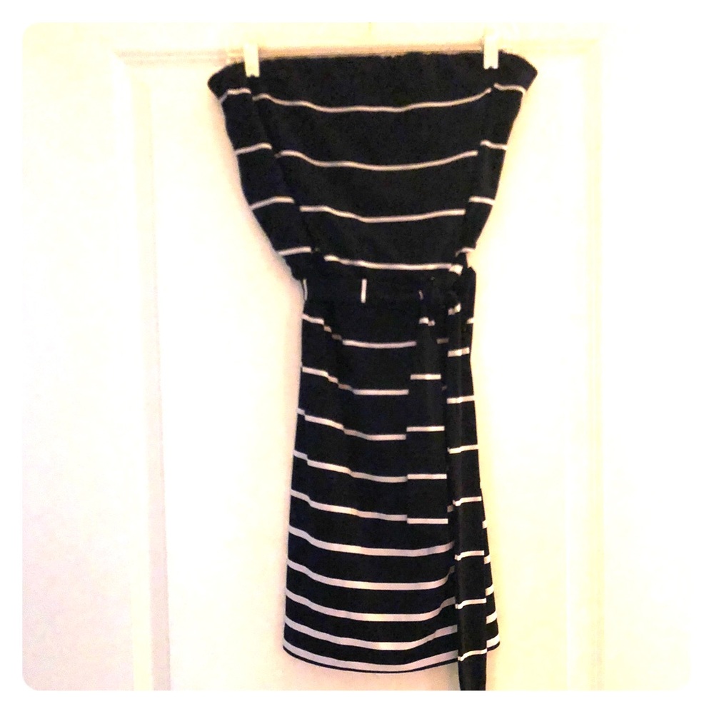Black and White Strapless Dress